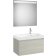 Set mobilier Roca Ona cu dulap baza cu un sertar 80cm si lavoar asimetric orientare dreapta si oglinda cu iluminare LED, stejar alb