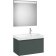Set mobilier Roca Ona cu dulap baza cu un sertar 80cm si lavoar asimetric orientare dreapta si oglinda cu iluminare LED, verde mat