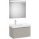 Set mobilier Roca Ona cu dulap baza cu un sertar 80cm si lavoar asimetric orientare stanga si oglinda cu iluminare LED, gri mat