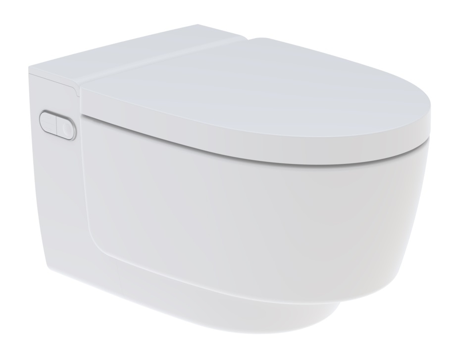 Set vas WC suspendat Geberit AquaClean Mera Comfort capac inchidere lenta si functie bideu electric AquaClean