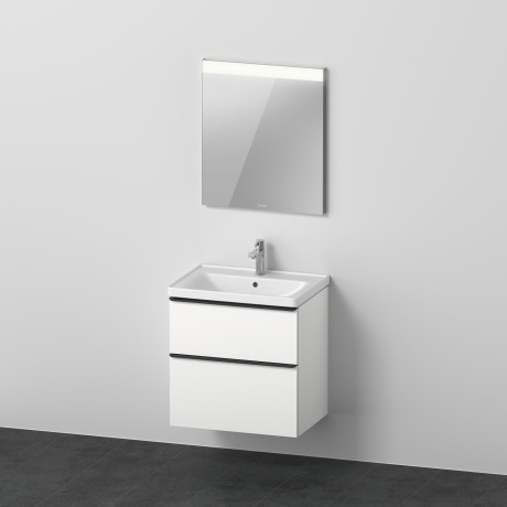Set mobilier Duravit D-Neo cu dulap baza cu doua sertare 65x48cm alb mat decor lavoar si oglinda cu iluminare 65x48cm