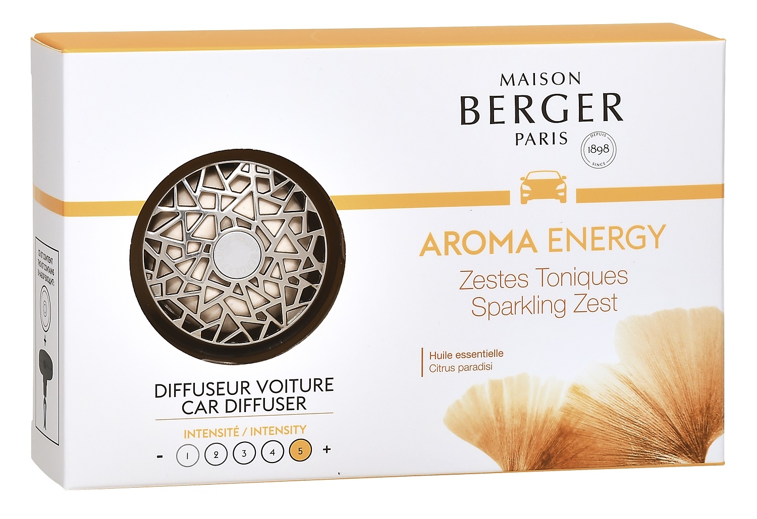 Set odorizant masina Berger Aroma Energy Zestes toniques + rezerva ceramica Maison Berger