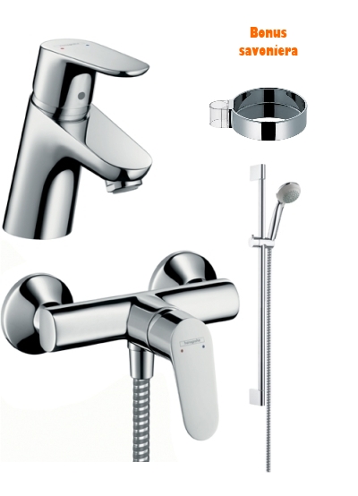 Set baterii Hansgrohe Focus E2 Dus Comfort Set 3in1 Hansgrohe imagine 2022 by aka-home.ro