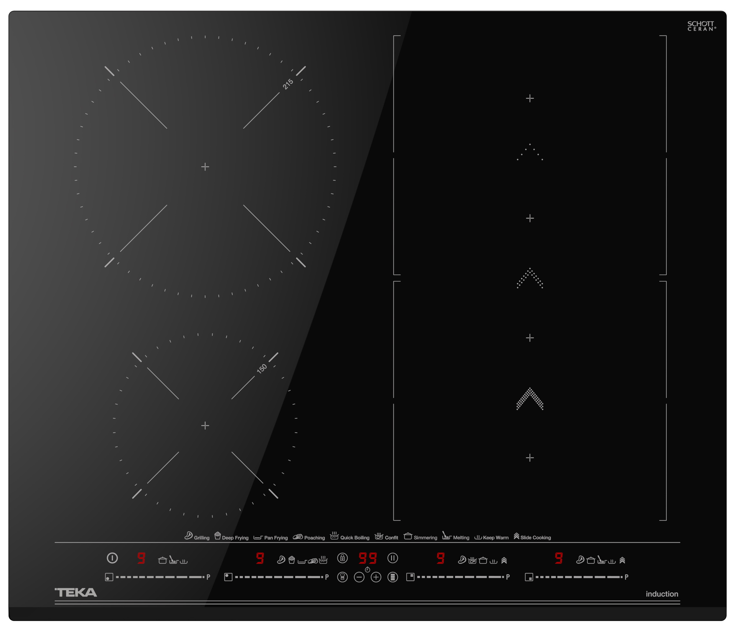 Plita inductie incorporabila Teka IZS 66800 cu 4 zone 60cm Flex SlideCooking Cristal negru sensodays.ro