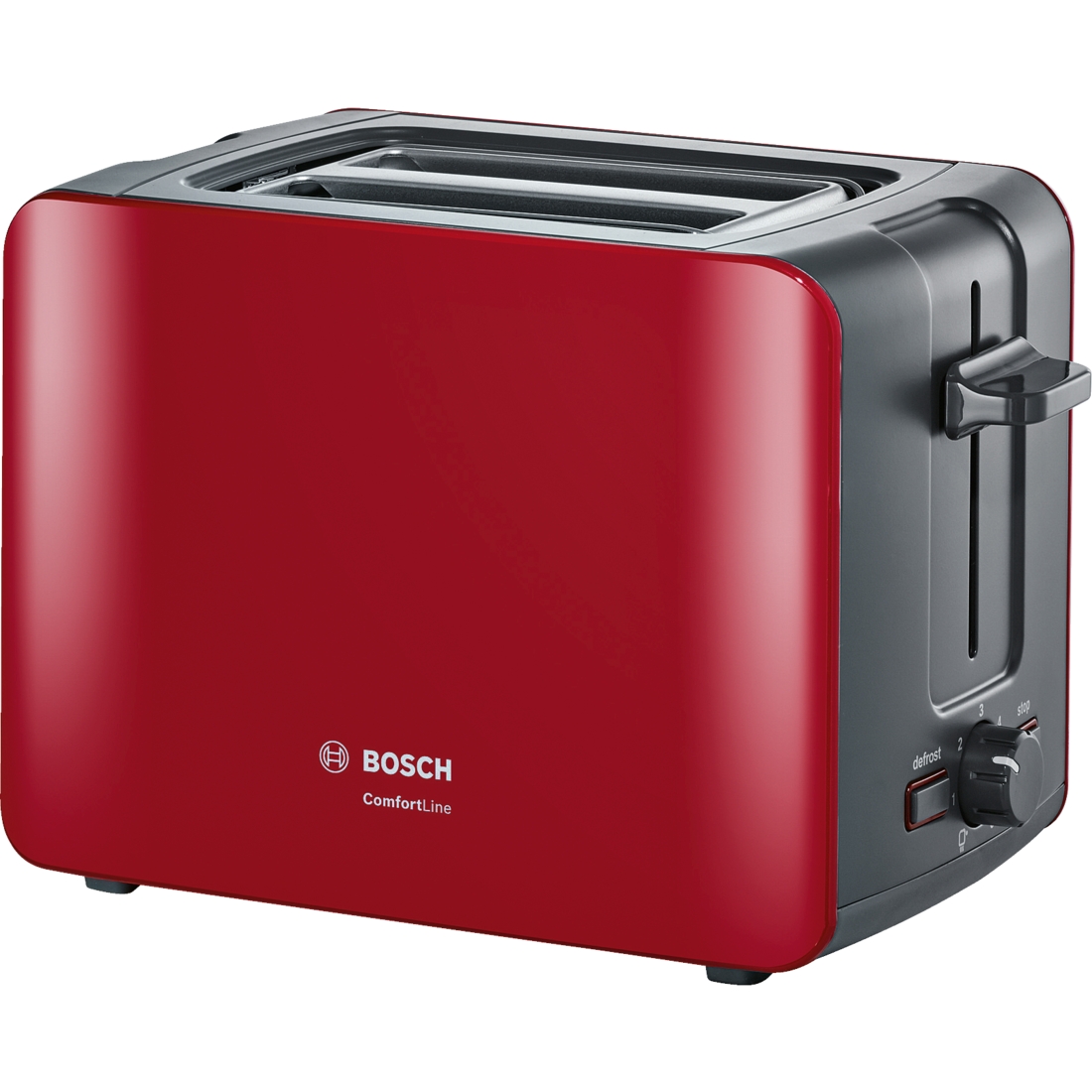 Prajitor de paine Bosch TAT6A114 ComfortLine compact suport chifle sertar firimituri rosu-antracit Bosch imagine noua 2022