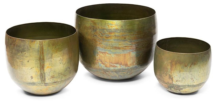 Set 3 vase deco Deko Senso Big Planters metal alama antichizata ALAMA