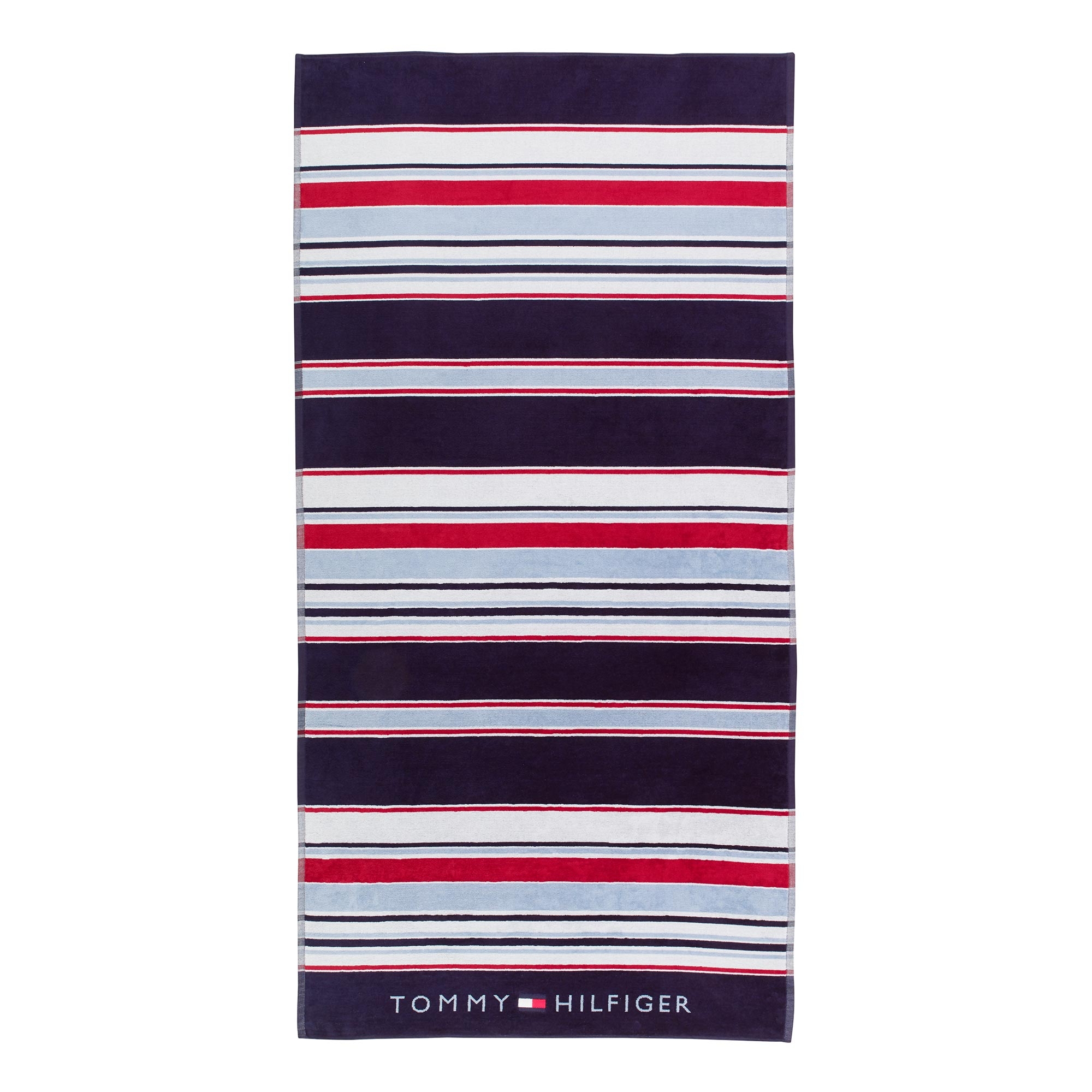 Prosop de plaja Tommy Hilfiger Iconic Stripes 90x180cm Albastru Navy sensodays.ro
