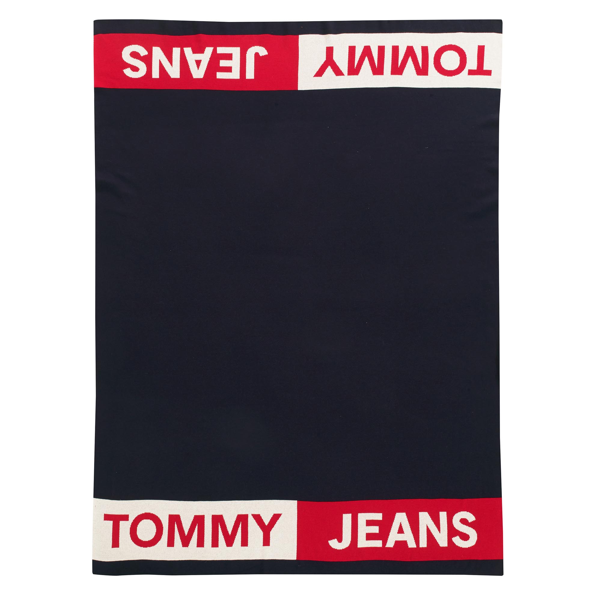 Pled Tommy Jeans TJ Band 130x170cm albastru navy 130x170cm pret redus
