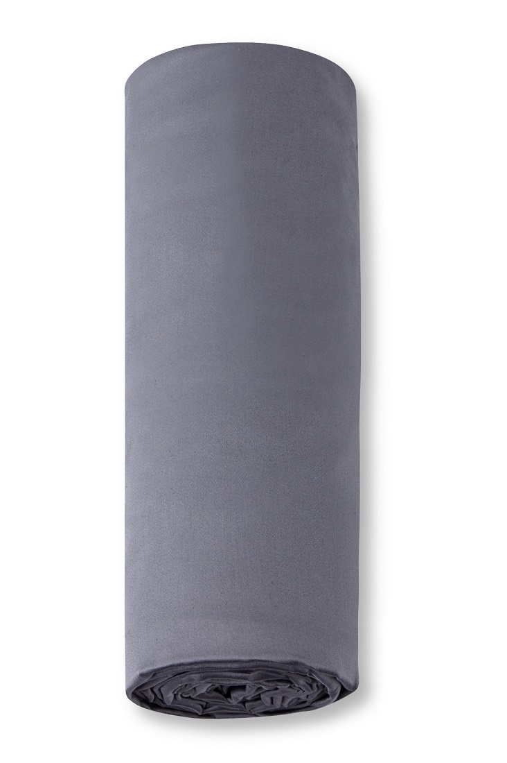 Cearceaf de pat cu elastic Descamps Unis Satin 160x200cm Gri argintiu