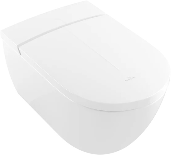 Set vas WC suspendat Villeroy&Boch ViClean l100 DirectFlush CeramicPlus si capac inchidere lenta cu functie bideu electric alb sensodays.ro imagine bricosteel.ro