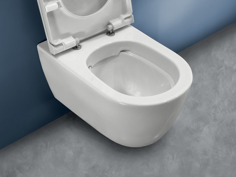 Set vas wc suspendat Hatria Fusion PureRim cu capac Slim inchidere lenta alb Hatria imagine bricosteel.ro