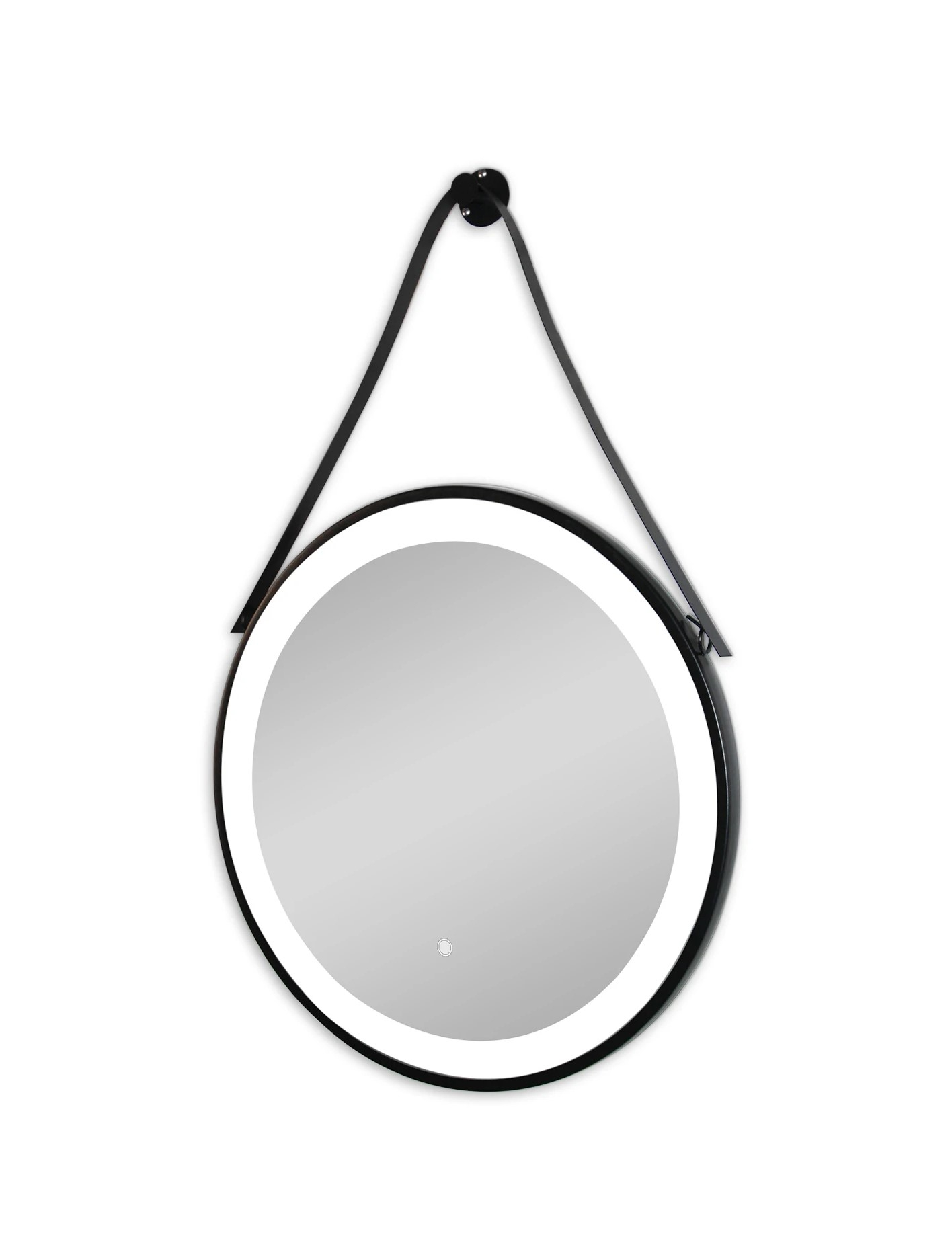 Oglinda rotunda cu agatatoare Sanotechnik Soho 60cm cu iluminare LED rama negru mat 60cm